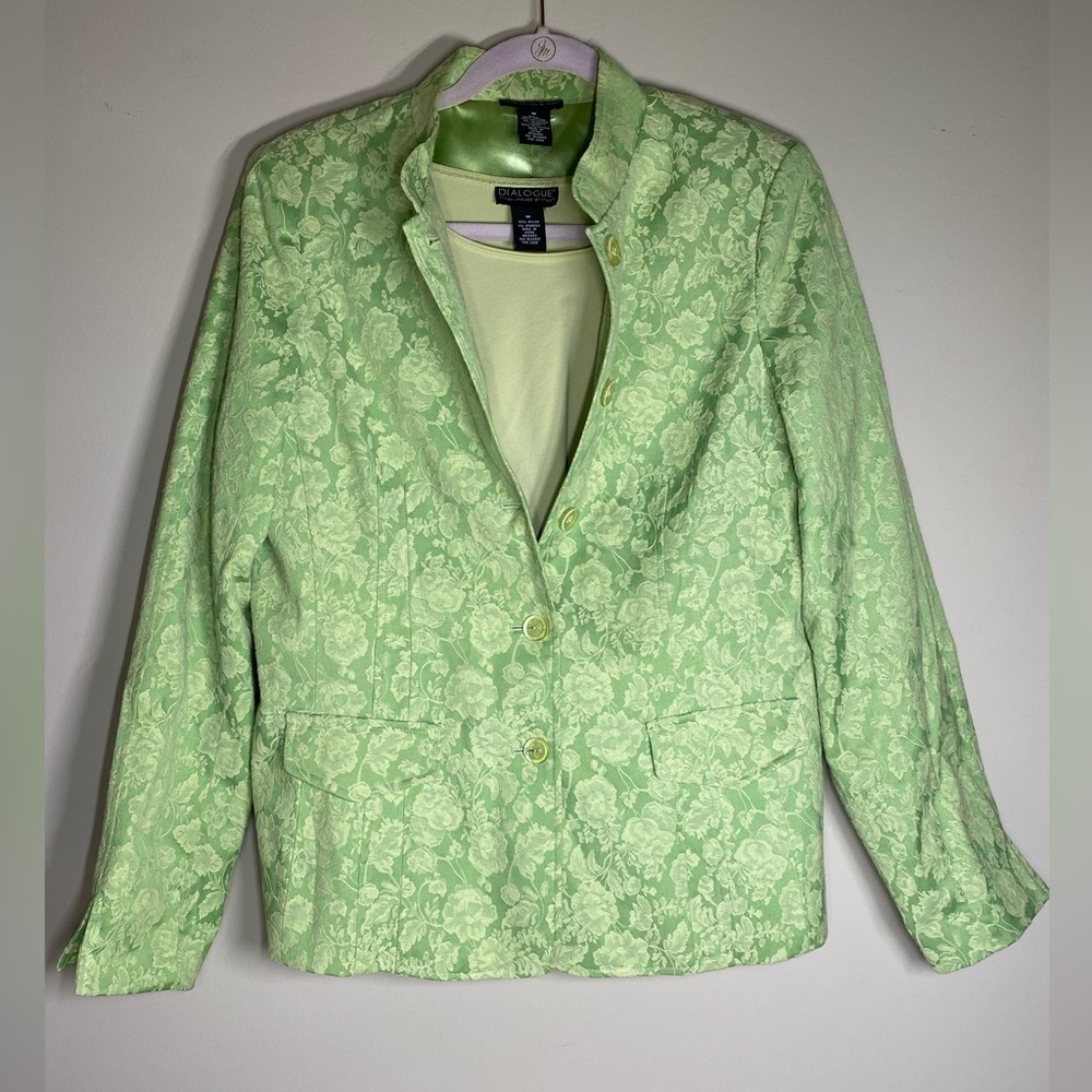 Dialogue Light Green Mandarin Collar Jacket with Long Sleeve Top M